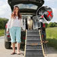 TNELTUEB Large Dog Ramp, 47.2" Long and 15.8" Wide Wooden Folding Portable Pet Ramp, Adjustable from 11.8" to 29.5" with Non-Slip Traction Mat, Dog Ramps for Car, Bed, Couch, Rated for 150 LBS