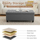 51" Fabric Storage Ottoman Bench, Upholstered Rectangle End of Bed Storage Ottoman Tufted Living Room Bedroom Bench with Safety Hinge, Solid Wood Legs, Loads 500 lb(Dark Grey)