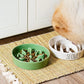 LE TAUCI Ceramic Slow Feeder Dog Bowls Small Breed, 0.6 Cups Dog Food Dish for Fast Eaters, Puzzle Bowl for Small Dogs and Cats,Clover Green