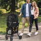 PAWZIDEA Double Pet Stroller with 2 Detachable Carriers, Portable Dog Crate for Car Travel & TSA-Approved Expandable Cat Carrier, Foldable Lightweight Jogger Stroller for 2–4 Cats or Small/Medium Dogs