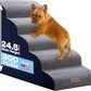 Curved Dog Stairs for High Bed Up to 26", 5-Step Dog Ramp for Small Dogs with Washable Cover, Non-Slip Steps for Cats to Get on Couch and Sofa, Durable Foam Ladder for Medium Breeds, White Navy