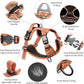Timos Dog Harness for Medium Dogs, No Pull Service Vest with Reflective Strips and Control Handle,No Choke Dog Harness with 2 Metal Rings for Easy Walking,Outdoor Training,Flower Orange, M