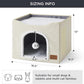 Bedsure Cat Beds for Indoor Cats - Large Cat Cave for Pet Cat House with Fluffy Ball Hanging and Scratch Pad, Foldable Cat Hideaway, 16.5x16.5x13 inches, Ivory