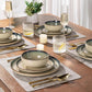 GBHOME Ceramic Dinnerware Sets for 4, 12 Pieces Stoneware Plates and Bowls Sets, Scratch Resistant Dishes, Dishwasher & Microwave Safe, Reactive Glaze-Gravel