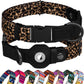 AirTag Dog Collar for Small Medium Large Breed - Adjustable Cute Pattern Dog Collar with Airtag Holder - Soft Leather Tracker GPS Apple Air Tag Pet Collars (Large, 17"-21" Neck Fit, Leopard)