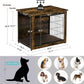 DWANTON Dog Crate Furniture with Cushion, Wooden Kennel Table with Double Doors, Indoor Dog House, Medium Size, 32.5" L, Rustic Brown