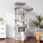 Heybly Tall Cat Tree, 78-inch Multi-Level Cat Tower for Indoor Cats, 2 Widened Plush Perches Cat Condo with Scratching Board and Big Caves, Light Gray HCT033W