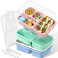 Large Capacity Bento Box for Adults, 4-Piece Set – Stackable Lunch Box with 4 Compartments, Microwave & Dishwasher Safe, Reusable Meal Prep Containers, Snack Containers for Kids & Adults (4 Colors)