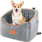 Dog Car Seat for Small Dogs, Memory Foam Booster Dog Seat for Dogs up to 35 lbs, Elevated Pet Car Seat with Washable Removable Cover, Storage Pockets (Gray)