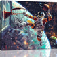 Quorin Astronaut Wall Art Funny Spaceman Basketball Pictures Space Galaxy Planet Wall Decor Canvas Print Painting Artwork for Bathroom Living Room Bedroom 16"x20"