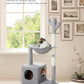 Cactus Cat Tree Cat Scratching Post 40" Cat Tower with Large Metal Carpet Hammock, Cat Scratching Post for Indoor Cats with Condo& Dangling Ball, Grey