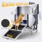 50" Dog Washing Station - 304 Stainless Steel, 27.4" Wide Ramp, Water-Storing Dog Bathing Station w/Swivel Wheels, Pet Proof Faucet, 2 Drawers, Dog Bathtub for Medium & Small Dogs