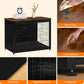 DWANTON Dog Crate Furniture with Cushion, Wooden Kennel Table with Double Doors, Indoor Dog House, Large Size, 38.5" L, Black+Rustic Brown