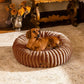 MEWOOFUN Donut Dog Beds for Small Dog, Calming Bed Round Cute Puppy Bed with Non-Slip Bottom, Fluffy Washable Pet Bed for Puppy and Kitten (Dark Brown, M (30x30x8))