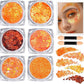 Teenitor Face Glitter, Orange Body Glitter Gel, Holographic Glitter for Face and Body, Hair, Makeup for Festival Party Cheer Makeup