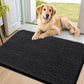 Smiry Dog Door Mat for Muddy Paws 36x24, Absorbs Moisture and Dirt Doormat, Non-Slip Washable Quick Dry Chenille Front Door Mat Indoor Entrance, Entryway Carpet for Inside Floor, Black