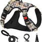 NESTROAD No Pull Dog Harness with Leash, Reflective No Choke Pet Vest Harness,Adjustable Soft Padded Dog Harness with Easy Control Handle for Large Dogs(Checkered Beige,Large)