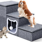 Bilibrara Dog Stairs for Small Dogs, Foldable Pet Steps for High Bed, Non-Slip 3-Step Cat Stairs with Storage, Condo and Fluffy Ball, Small Dog Indoor Ramp for Couch Window, 16'' H