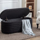 Kmax Storage Bench Faux Fur Entryway Bench Upholstered Ottoman Bench for Bedroom Living Room Hallway, Black