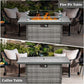Propane Fire Pit Table,44 Inch 55000 BTU Outdoor Gas Fire Pit Rectangular with Glass Wind Guard for Outside Patio Deck (Gray-Aluminum Top)