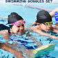 Kids Swim Goggles, Swimming Goggles for Kids Toddlers 3-14 with Swim Cap, Nose Clip, Nose Bridge, Ear Plugs