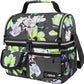 opux Lunch Bag Women Insulated, Adult Lunch Box Cooler, Flower Lunch Box, Dual Compartment Lunchbox for Work, Leakproof Double Decker Lunch Bag, Soft Lunch Pail Tote Girls Kids School, Floral Gray