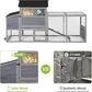 COZIWOW 82" Large Wooden Chicken Coop, Outdoor Rabbit Hutch with Wheels, Sunshine Board, Asphalt Roof, Ramp, Openable Top, Door, Window, Pull-Out Tray, Indoor Bunny Cage (Gray with Pattern)