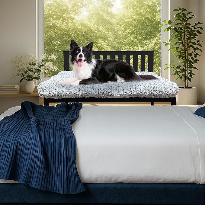 Beside Dog Bunk Beds for Large Dogs,Metal Dogs Bed Frame with Removable Cushion - Large
