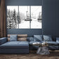 Nature Wall Art Prints - Ocean Forest Mountain Lake Canvas Landscapes - Small to Extra Large Living Room Bedroom Kitchen Bathroom Décor (Ski Lift on Snowy Mountain, 55L" x 83W"- 3 Panels)