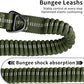 Heavy Duty Tactical Bungee Dog Leash, 4-6FT Shock Absorbing Tactical Dog Leash with 2 Padded Handles, Metal Carabiner Clip, Car Seatbelt, Reflective for Medium Large Dogs (ArmyGreen)