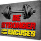 Gym Quotes Wall Art,Inspirational Workout Wall Decor,Be Stronger Than Your Excuses Canvas Wall Art for Home Gym Exercise Fitness Room