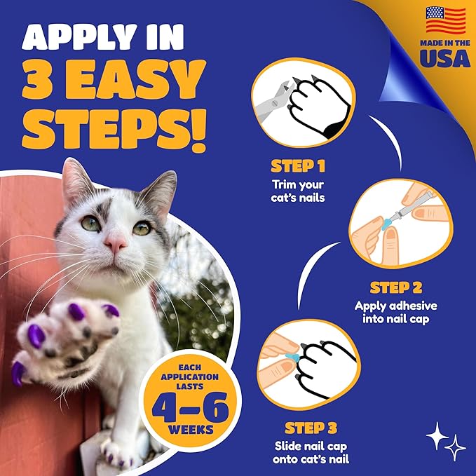Soft Claws Cat Nail Caps for Small Cats – (40 Caps, Pink Sparkle) - Veterinarian-Developed | Protects Furniture & Skin - Easy to Apply, Long-Lasting Anti-Scratch Soft Cat Claw Covers