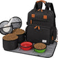 Modoker Dog Travel Bag, Airline Approved Backpack for Pet Accessories Organizer, Tote Weekend Bag with 2 Dog Food Storage Containers, 2 Collapsible Bowls, 1 Pet Mat, Black