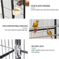 YITAHOME 53.9 inches Metal Bird Cage for Parakeets: Large Parrot Cages with Seed Catcher & Birdcage Cover with Rolling Stand & Brakes for Lovebirds Cockatiels Pigeon Finches, Black