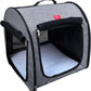 Fabric Portable Pet Kennel/Shelter, Single, Gray, 20"x20"x19.5" - Car Seat-Belt Fixture Included