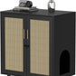 Lovinouse Large Cat Litter Box Enclosure,Hidden Kitty Litter Furniture with Sisal Covered Doors,2-Layer Wooden Cat Washroom Cabinet w/Adjustable Shelf, Side Table for Living Room,Black