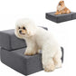 Foldable 18 Inch Wide Dog Stairs for Small Dogs, 12 Inch Height Foam Dog Steps for Bed & Couch, Linen Covered Pet Stairs for Dogs to Get on Bed, Indoor Foam Pet 2 Steps for for Cat and Puppy
