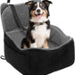Dog Car Seat Booster with Waterproof Cover, Memory Foam, Small/Medium Dog Bed for Car Back Seat for Travel, Black/Grey, 2 Safety Belt