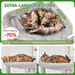 Taoqimiao MS042W Cat Tree,66-inch Large Cat Tower with Scratching Posts, Luxurious Large Platform for Big Cats with Soft Hammock, Adjustable Basket, Deluxe Cat Cando, Top Perch Light Gray