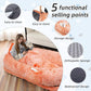 Human Dog Bed, 71''x45''x12'' Size Fits You and Pets, Washable Faux Fur Pet Bed for People Doze Off, Napping Orthopedic Dog Bed, Present Plump Pillow, Blanket, Strap - OrangeWhite