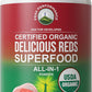 Peak Performance Organic Reds Superfood Powder, Best Tasting Organic Red Juice Super Food w/ 25+ All Natural Ingredients & Polyphenols, Vital for Max Energy and Detox. Raspberry, Elderberry, Beetroot