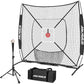 6'X6' Baseball Softball Practice Net,Pitching Net,Batting Net,with Bonus Strike Zone,Target and Bow Frame,for Hitting,Pitching,Catching