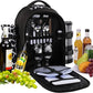 apollo walker Picnic Backpack Bag for 2 Person with Cooler Compartment, Detachable Bottle/Wine Holder, Fleece Blanket, Plates and Cutlery Set (2 Person, Black)
