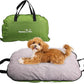 Portable Waterproof Dog Mat for Camping, Patio & Travel - Foldable Outdoor Dog Bed with Teflon Shell & Removable Plush Pad - Easy Clean, Durable - S (Sage Green)