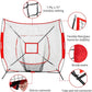 7'×7' Baseball Softball Practice Net,Baseball Backstop,with Batting Tee,Ball Caddy,for Hitting Pitching Batting Catching with Bow Frame,Bonus Strike Zone,Portable and Foldable