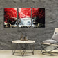 Wieco Art 3 Piece Red Forest Waterfalls Canvas Prints Wall Art for Living Bedroom Room Home Decorations Modern Gallery Wrapped Landscape Tree Oil Paintings Reproduction Pictures Artwork