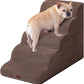 EHEYCIGA Curved Dog Stairs Ramp for High Beds, 5-Step Extra Wide Dog Steps for Small Dogs and Cats, Pet Stairs for High Bed Climbing, Non-Slip Balanced Pet Step Indoor, Brown