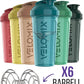 '-6 PACK- 28 oz Protein Shaker Bottle for Protein Mixes - 6x Wire Whisk | Leak Proof Shaker Cups for Protein Shakes | Protein Shaker Bottle Pack | Protein Shake Cup (Hawai Shadows)