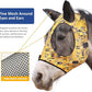Harrison Howard Super Comfort Stretchy Fly Mask Large Eye Space with UV Protection Soft on Skin with Breathability Golden Shape M