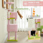 Flower Cat Tree, 62-Inch Large Cat Tower for Multi-Cat Households w/Scratching Posts, Multi-Level Cat Condo w/Cozy Top Perch & Scratching Pad, Padded Platform, 2 Pompoms, Pink